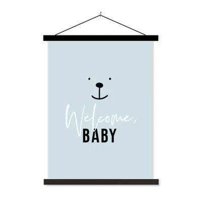 Produktbild von MuchoWow® Textilposter Sprichwörter - Zitate - Baby - Willkommen Baby - Kinder - Kinder 40x53 cm mit schwarzem Rahmen - Abbildung
