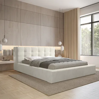 Produktbild von Polsterbett Doppelbett ANTONIO Komplettset 140x200cm in Stoff Ditra Creme