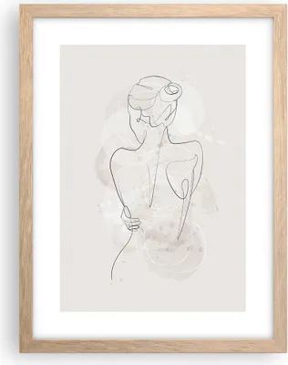 Produktbild von Gerahmtes Poster - Rahmen in heller Eiche - Frau Rücken Rücken - 30x40 cm - Wand Bild - Wanddeko - Wandbilder - Kunstposter - Wandposter - Bilderrahmen - Bilder - Kunstdruck - P2NPA30x40-5090