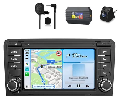 Immagine prodotto di Autoradio Android Auto per Audi A3, S3, RS3 8P (2003-2012) con adattatore DAB+, telecamera di retromarcia, microfono esterno, touchscreen da 7 pollici, 64 GB di memoria ROM, Bluetooth