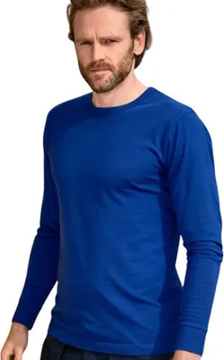 Produktbild von Strapazierfähiges Herren-T-Shirt mit langen Ärmeln, 100% Baumwolle, unbedruckt, einfarbig, 160 g/m2, Farbe königsblau, Größe L