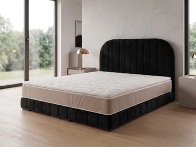 Produktbild von Polsterbett  LEON 3 mit Kopfteil, modernes gepolstertes Bett in 140 x 200 cm Farbe: Schwarz