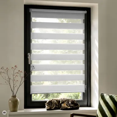 Produktbild von Doppelrollo Fenster ohne Bohren Zevra 90x120cm Hellgrau Hellgrau VICTORIA M