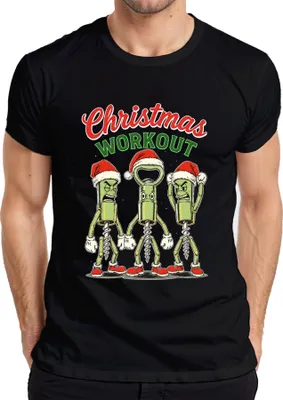 Produktbild von Christmas Workout Korkenzieher Flaschenöffner Wein Weihnachten Herren T-Shirt, Schwarz, XL