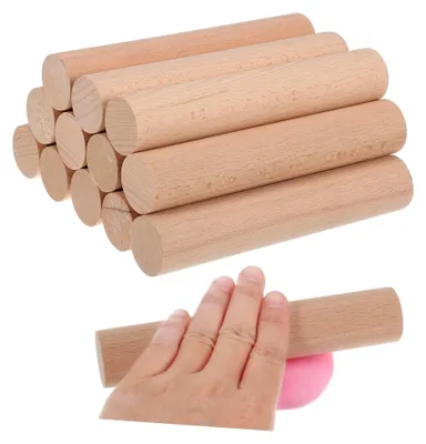 Produktbild von 12 Stück Unbehandelte Holzstäbe für Bastelarbeiten