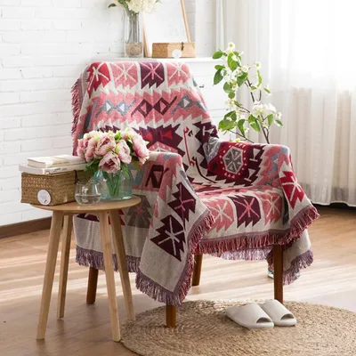 Produktbild von Wendedecke mit geometrischem Muster - Bohemian Stil 130x180cm