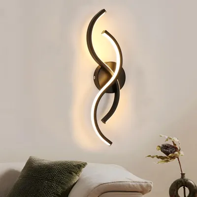 Obrázok produktu pre Mckalen LED nástenné svietidlo, moderný dizajn, 41 cm, 15 W, 1687 lúmenov, teplá biela farba (3000 K), čierna farba, vhodné do spálne, chodby, obývačky, schodiska – čierna farba + teplá biela (3000 K)