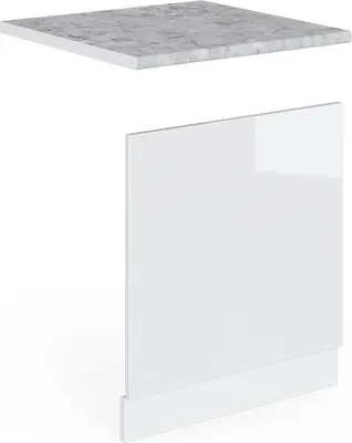 Produktbild von Vicco Frontblende R-Line, 60 cm , AP Marmor, Weiß Hochglanz/Weiß