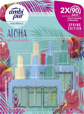 Zdjęcie produktu dla Odswiezacz Powietrza Elektryk 3V Zapas 20Mlx2 Aloha Dragon Fruitlychee  Ambi Pur