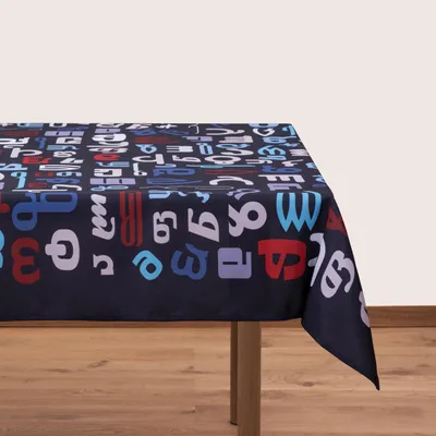 Tischdecke 83x55 cm, Polyester, bügelfrei, Alphabet-Design