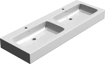 Immagine prodotto di doporro Lavabo da Appoggio, Lavandino Bagno 140x48x13cm, Lavabo da Minerale Fuso Colossum830, due Fori per la Rubinetteria, Bianco Lucido