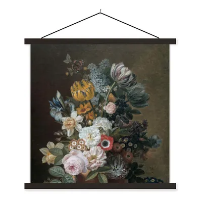 Produktbild von MuchoWow® Textilposter Stilleben mit Blumen - Gemälde von Eelke Jelles Eelkema 60x60 cm mit schwarzem Rahmen - Posteraufhänger