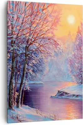 Produktbild von Bild auf Leinwand - Leinwandbild - Einteilig - Öl Winter Fluss - 70x100cm - Wand Bild - Wanddeko - Wandbilder - Leinwanddruck - Kunstdruck - Wanddekoration - Leinwand bilder - Wandbild - PA70x100-4379