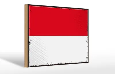 Produktbild von Holzschild Flagge Monacos 30x20cm Retro Flag of Monaco