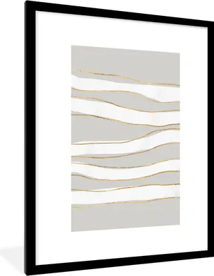 Produktbild von MuchoWow® Gerahmtes Poster Linie - Abstrakt - Muster 60x80 cm - Poster mit Schwarzem Bilderrahmen Wandposter Rahmen Foto Bilder - Wohnzimmer - Dekorationen - Prämie