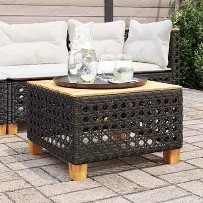 Productafbeelding van Maison Exclusive - Tuintafel, zwart, 55x55x36 cm, polyrotan en acaciahout