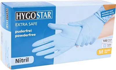 Produktbild von HygoStar Nitrilhandschuhe Extra Safe Blau | puderfrei : M Größe: M