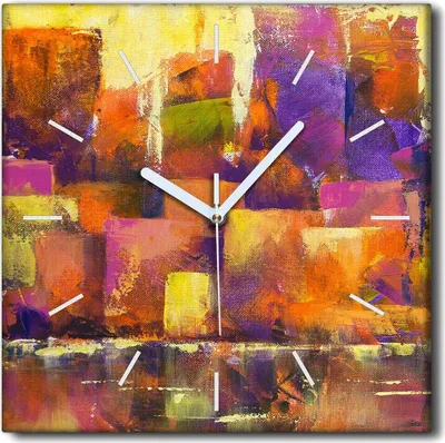 Produktbild von Coloray Uhr auf Leinwand 30x30 cm Wand Uhr Dekoration Wohnzimmer Segeltuch weiße Zeiger -Stadtkunstlandschaft.