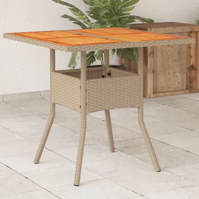 Obrázek produktu pro Maison Exclusive – Venkovní stůl, barva béžová, rozměry 80x80x75 cm, materiál: polyratan, akátové dřevo