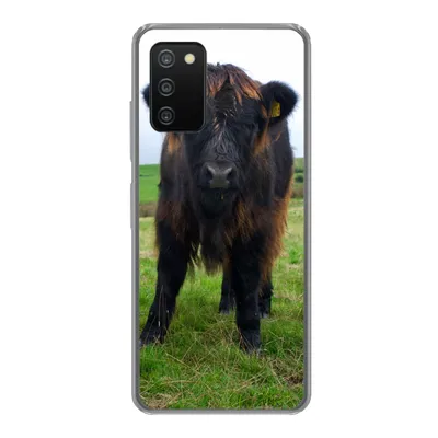 Produktbild von MuchoWow® Handyhülle Schutzhülle Hülle für Samsung Galaxy A03s Schottische Highlander - Kühe - Natur - Grün - Gras Silikon Softcase Handy Hülle - Schutz