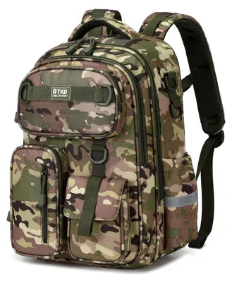 Immagine prodotto di Zaino per ragazzi, ergonomico, con elementi riflettenti, colore verde camouflage, dimensioni 29x18x43 cm