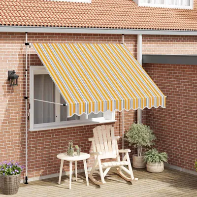 Produktbild von vidaXL Einziehbare Markise Handbetrieben 250 cm Gelb/Blau Gestreift