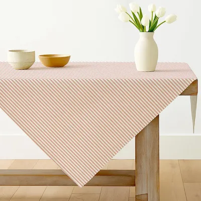 Immagine prodotto di Tovaglia a righe rosa, 85x85 cm, in poliestere, lavabile e adatta per l'uso all'aperto