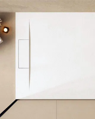 Immagine prodotto di Piatto doccia 120x80 effetto pietra ardesia bianco in smc con piletta Trevi