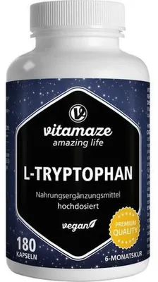 Image de Vitamaze L-Tryptophane 500 mg hautement dosé, gélules végétaliennes, 180 gélules