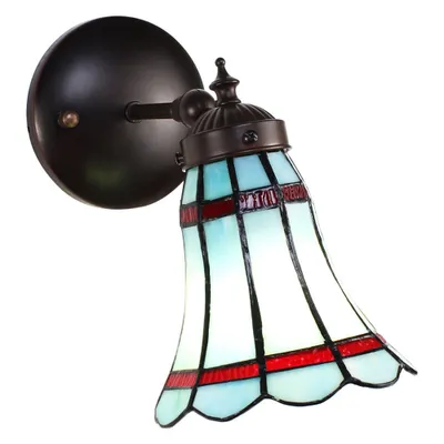 Image de Clayre & Eef Applique Tiffany 17x12x23 cm Bleu Rouge Verre
