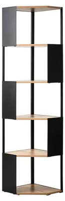 Image de CALICOSY - Etagère d'angle 5 niveaux avec flancs en métal noir H172 cm - EKLO
