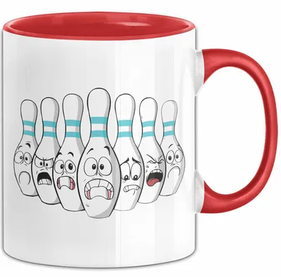 Produktbild von Bowling Tasse Geschenk Bowling-Spieler Geschenkidee (Rot)