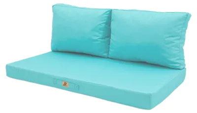 Image de Coussins pour salon de jardin déhoussable 100x50cm - Bleu caraïbes