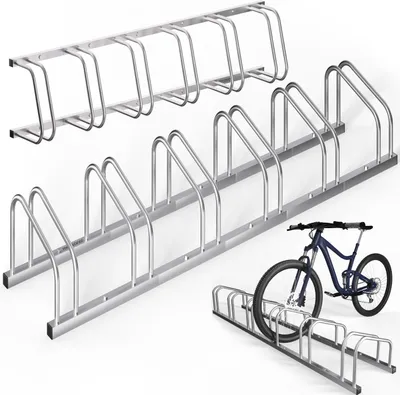 Produktbild von MONZANA® Fahrradständer für 6 Fahrräder 37cm Radabstand 30-65mm Reifenbreite rostfreier Stahl selbstsichernde Schrauben Boden oder Wandmontage Mehrfachständer Fahrradhalter Aufstellständer Radständer