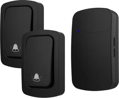 Produktbild von ZELURXX Kabellose Funkklingel ohne Batterie Selbststrom 180 m Reichweite 38 Melodien Wasserdicht, Schwarz, Zwei Sender, Ein Empfänger