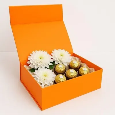 Produktbild von Orangefarbene magnetische Geschenkbox 220 x 160 x 80 mm