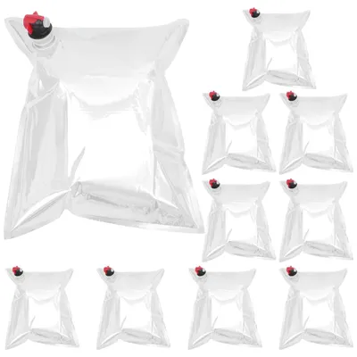 Immagine prodotto di Borsa per il trasporto di bottiglie di vino, confezione da 10 pezzi - Borse per bevande da 5 litri - Borse riutilizzabili - Borsa per il trasporto di liquidi - Borse argentate - Utilizzo pratico - Borsa per bevande