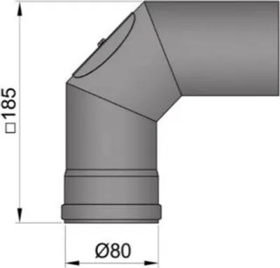 Produktbild von Bogen 90° M.tür,Senotherm®,Schwarz,Ø80Mm