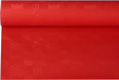 A roll of red damask tablecloth.