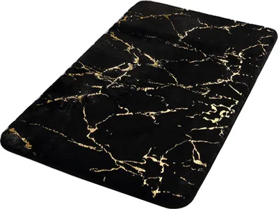 Produktbild von Marmorierte Badematte, 40,6 x 61 cm, weicher Bodenteppich, rutschfeste, wasserabsorbierende Fussmatte, Duschvorleger, maschinenwaschbarer Badezimmerteppich