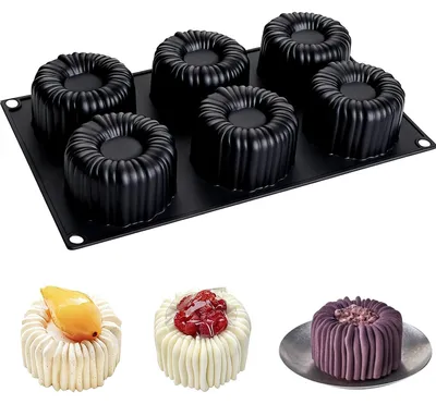 Silikon-Backform, 6 Zylinder, 29,7x17,2 cm, für Desserts
