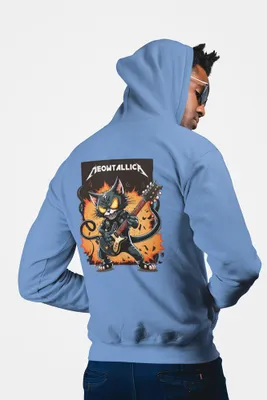 Produktbild von D&B Uni Hoodie ZIPZN00013 Meowtallica Hellblau-Größe XL