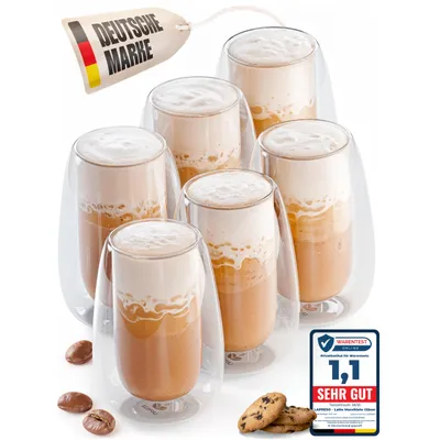 Produktbild von LAPRESO® Latte Macchiato Gläser Doppelwandig | Thermogläser Kaffeegläser Teegläser | Gläser Set 350 ml 6 Stück | Thermogläser Doppelwandig Kaffeetasse