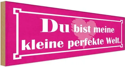 Produktbild von vianmo Holzschild 10x27 cm Du bist meine perfekte Welt Dekoration