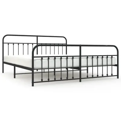 Produktbild von Bettgestell mit Kopf- und Fußteil Metall Schwarz 193x203 cm