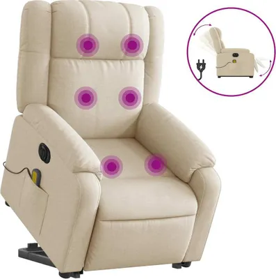 Produktbild von vidaXL Elektrischer Massagesessel mit Aufstehhilfe Creme Stoff