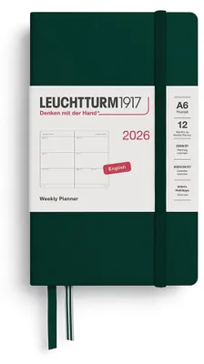 Immagine prodotto di LEUCHTTURM1917, Calendario settimanale tascabile (A6) 2026, colore verde foresta, in inglese