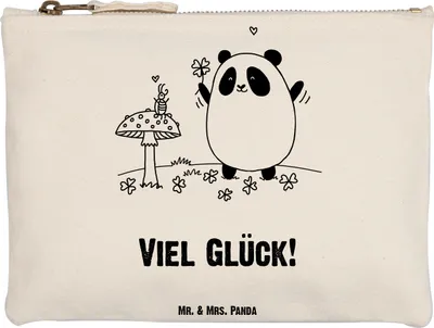 Produktbild von Mr. & Mrs. Panda kosmetiktäschchen Panda Glück Grösse XL Große - Weiß - Geschenk, Federmappe, Mäppchen, Beauty Bag, toiletry, Pouch, Schlampermäppchen
