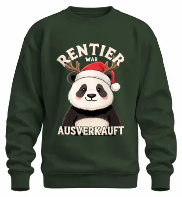 Image de Sweat-shirt ou pull "Rentier War", motif panda de Noël, humour, couleur vert bouteille, taille XL