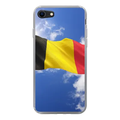 Produktbild von MuchoWow® Handyhülle Schutzhülle Hülle für iPhone 8 Die Flagge Belgiens weht am Himmel Silikon Softcase Handy Hülle - Schutzhaube